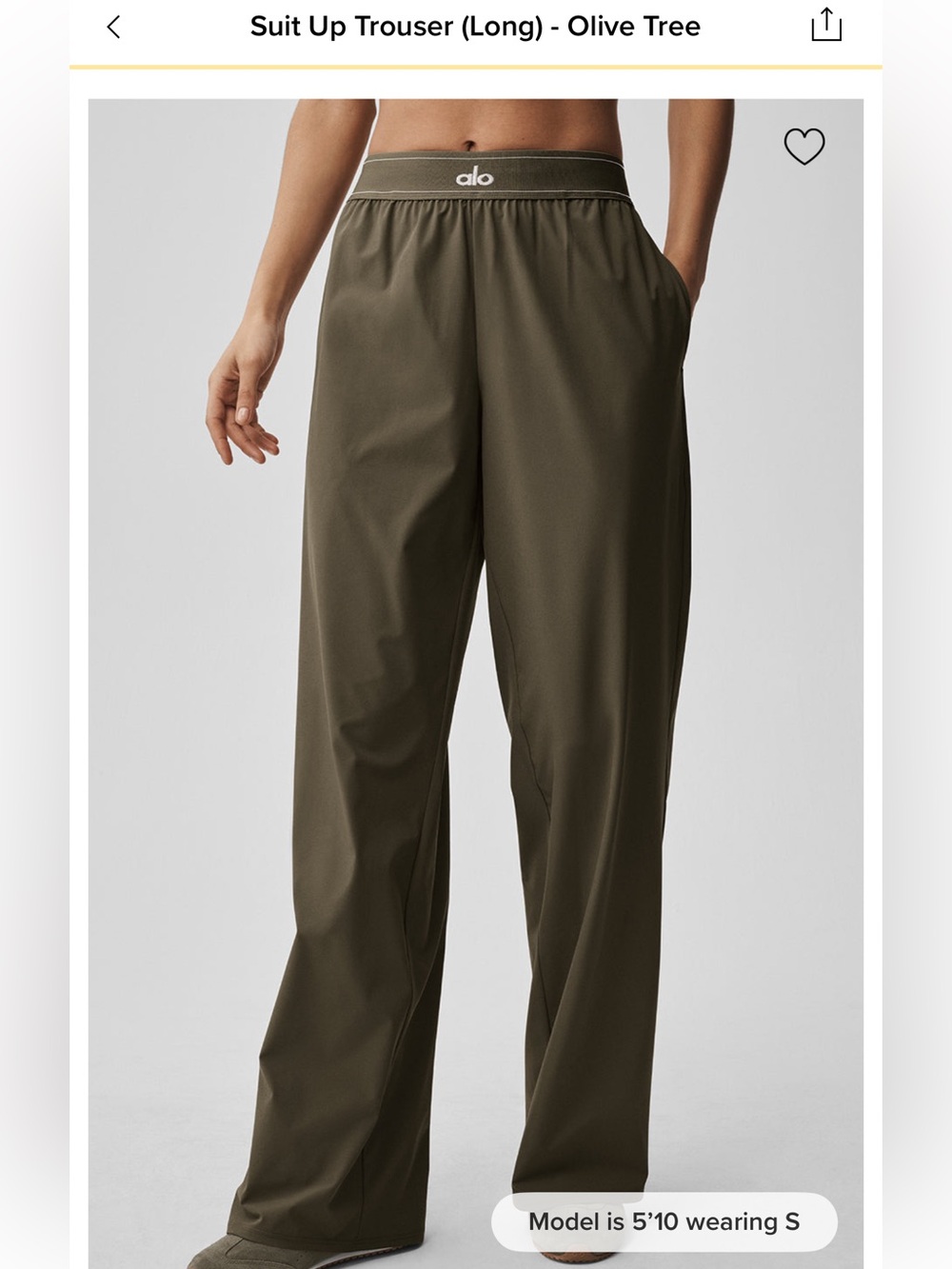 “NEW” ALO Yoga Olive Tree Relaxed Drawstring Trousers Small LONG